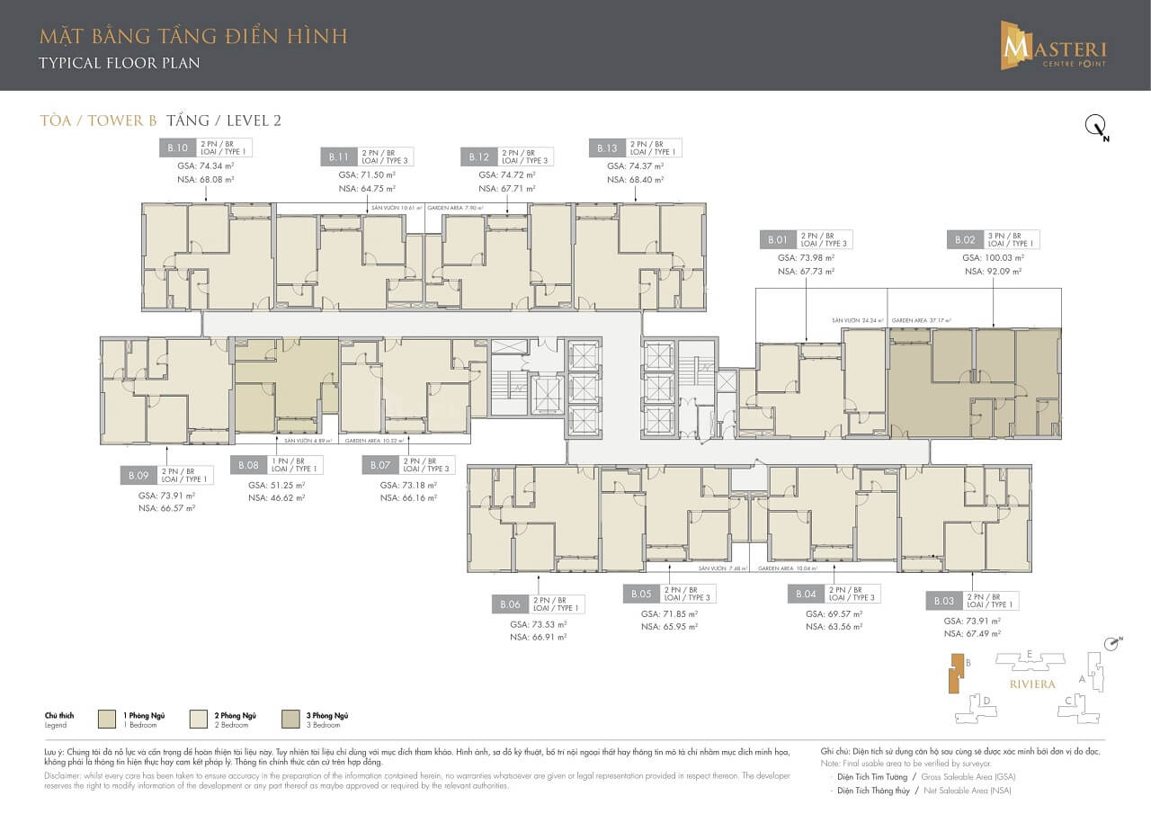 mặt bằng tầng 2 Masteri Centre Point Tòa B