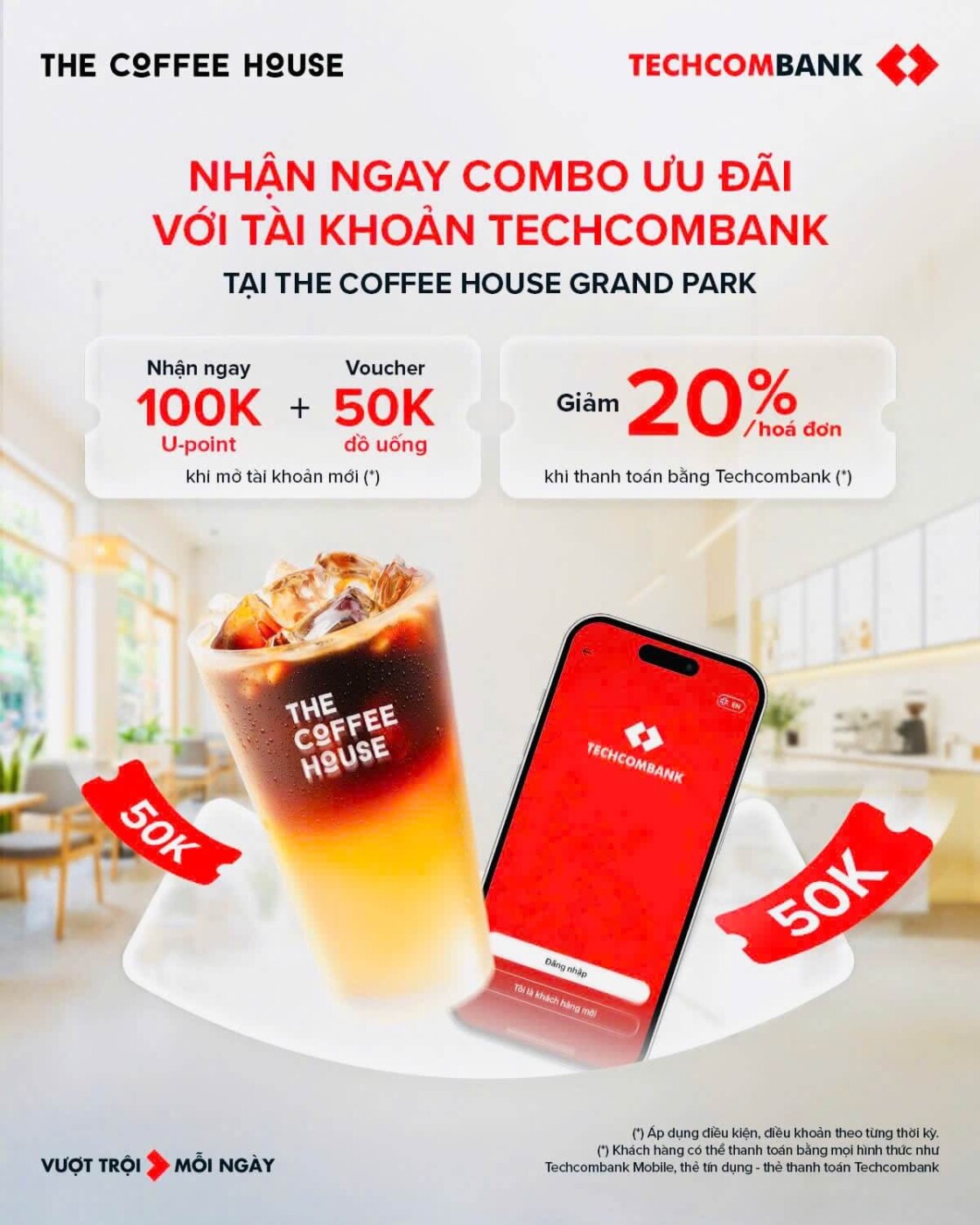 ưu đãi The Coffee House và Techcombank